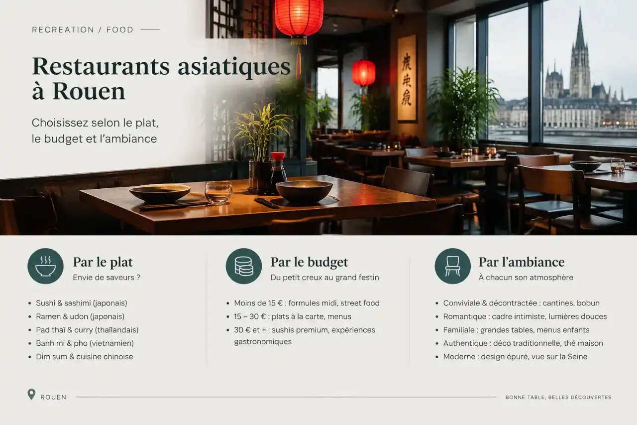 Restaurants asiatiques à Rouen : choisissez selon le plat, le budget et l’ambiance
